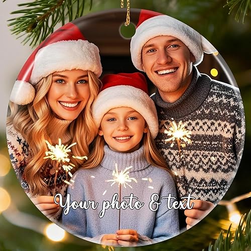 Adornos de Navidad familiares personalizados 2025, adornos de fotos personalizados para árbol de Navidad, adorno de imagen, decoración de árbol de