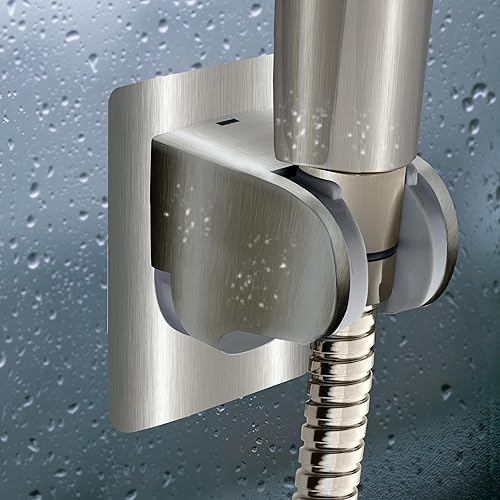 Miniatura 4 de HO2ME Dos soportes de ducha montados en la pared para cabezal de ducha de mano, adhesivo fuerte e impermeable, ajustable para adaptarse a cualquier