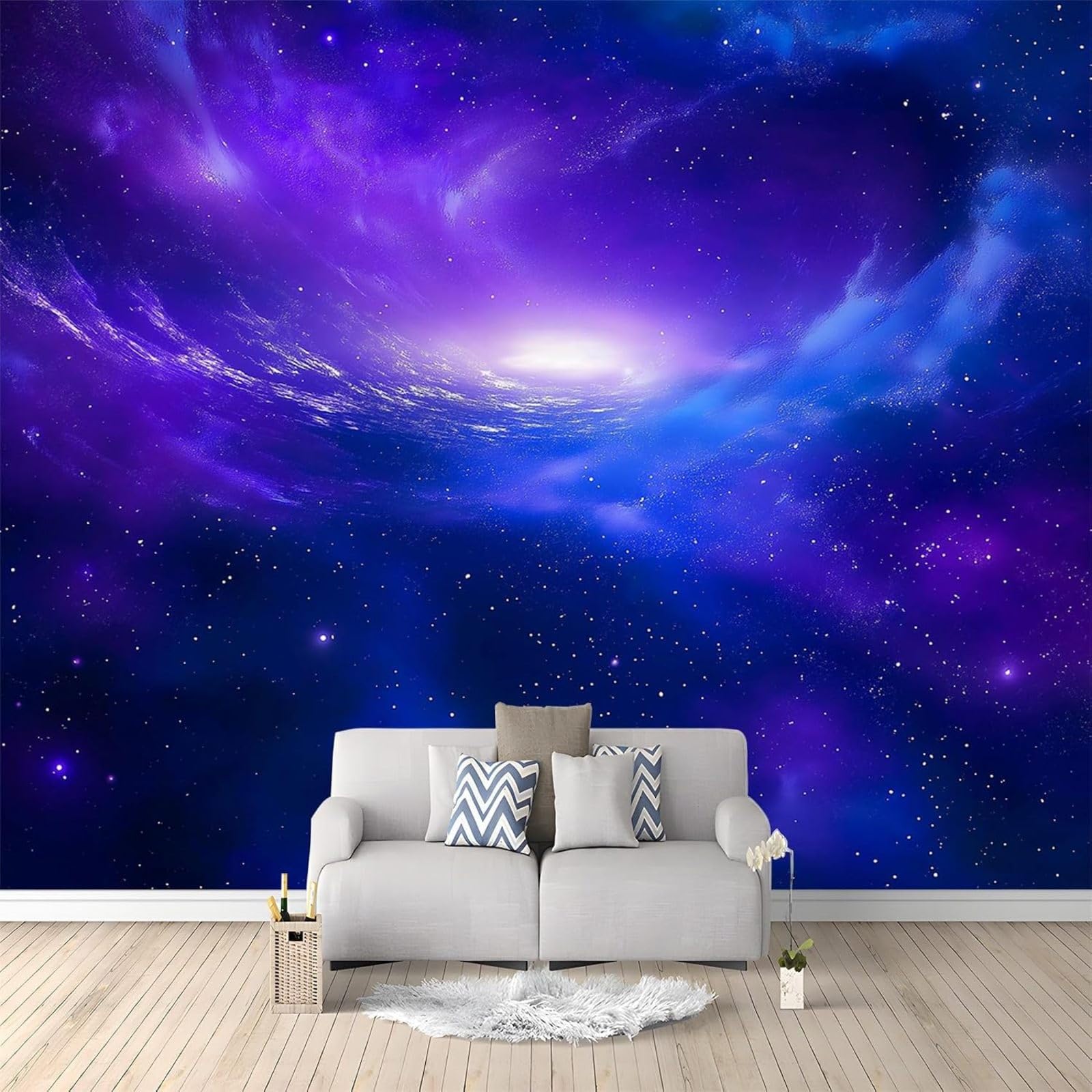 hgjdjhnf Galaxy Blue Purple Photo Wallpaper, Modern Wall Wallpaper for Bedroom or Living Room, 350cm x 256cm