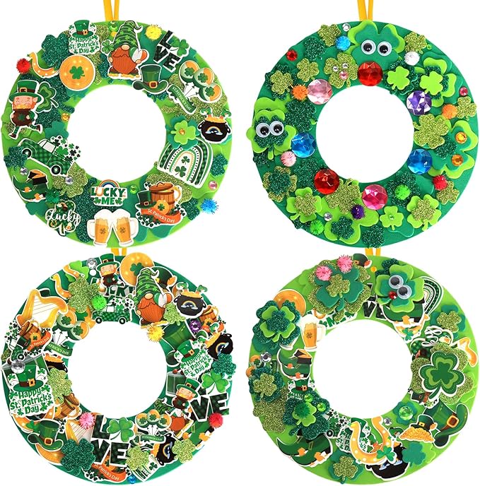 DIY St. Patrick's Day Foam Wreath Crafts for Kids & Parties!