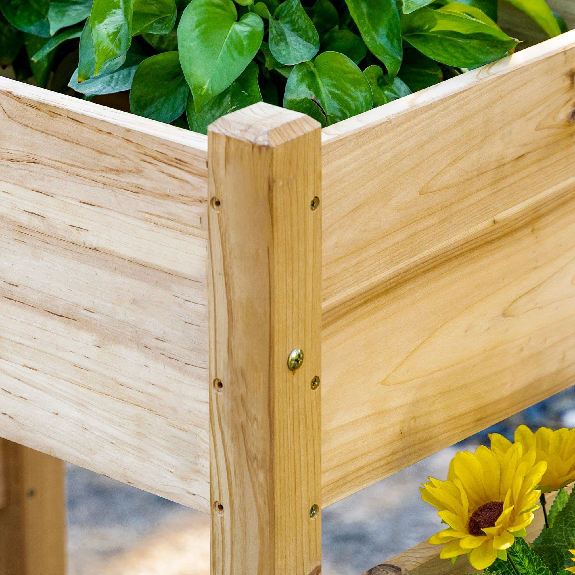 Outsunny Jardinière sur Pieds carré Potager 2 étages dim. 184L x 45l x 80H cm Inserts d'irrigation Bois Sapin pré-huilé | Inserts d'Irrigation, Bois Sapin Pré-huilé