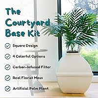 Vista 30 de Good Pet Stuff Kit original de caja de arena oculta y forro reutilizable, maceta redonda cerrada con plantas artificiales, sistema de filtro de olor