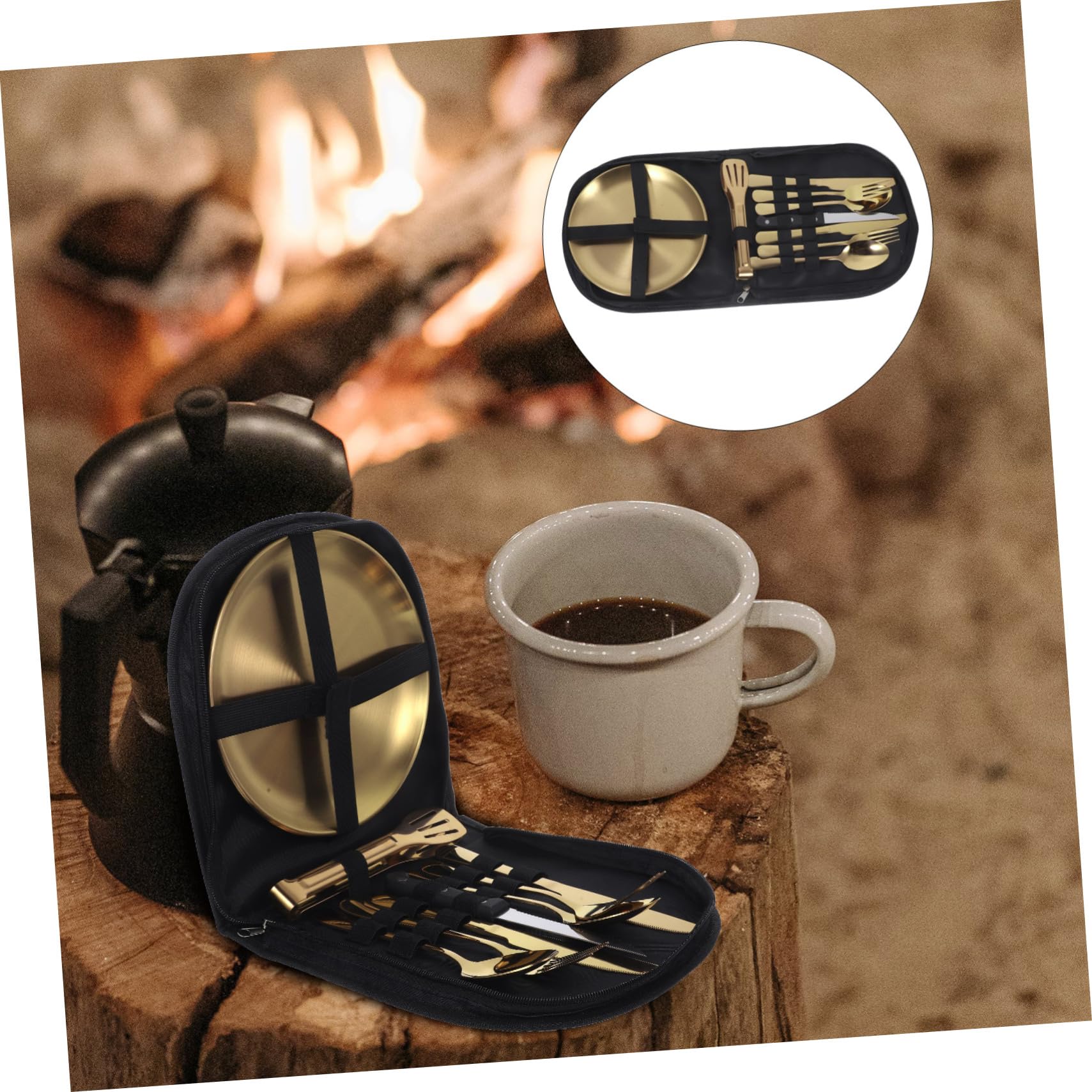 PRETYZOOM Campingbesteckset aus Edelstahl mit Tragbarem Aufbewahrungsbeutel Platzsparend und Komfortabel für Picknick und Outdoor Einsätze