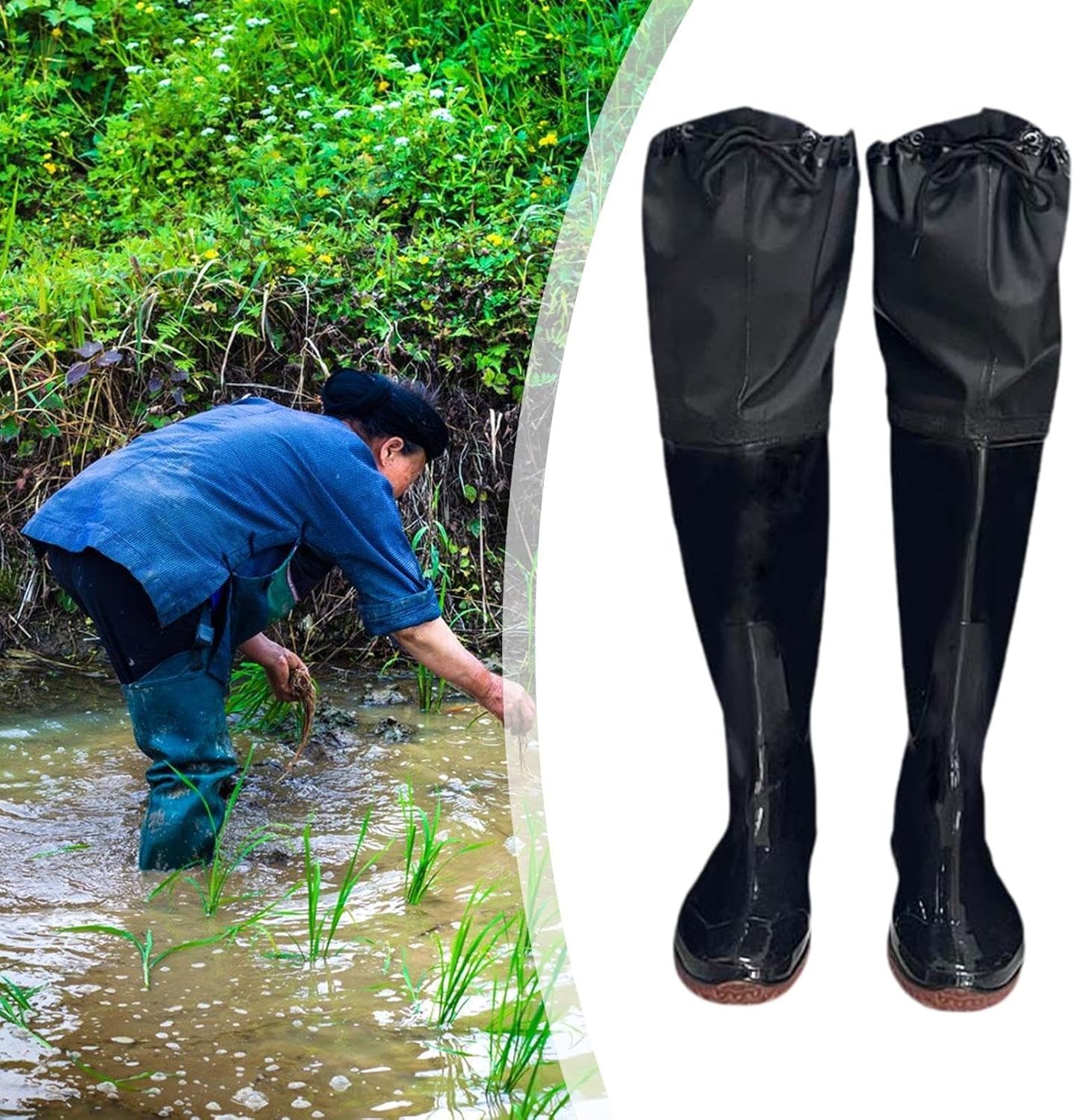 Hip Waders Pond Trousers Fishing Boots Work Trousers Rubber Boots with Non-Slip Profile Sole for for Agriculture and Gardening