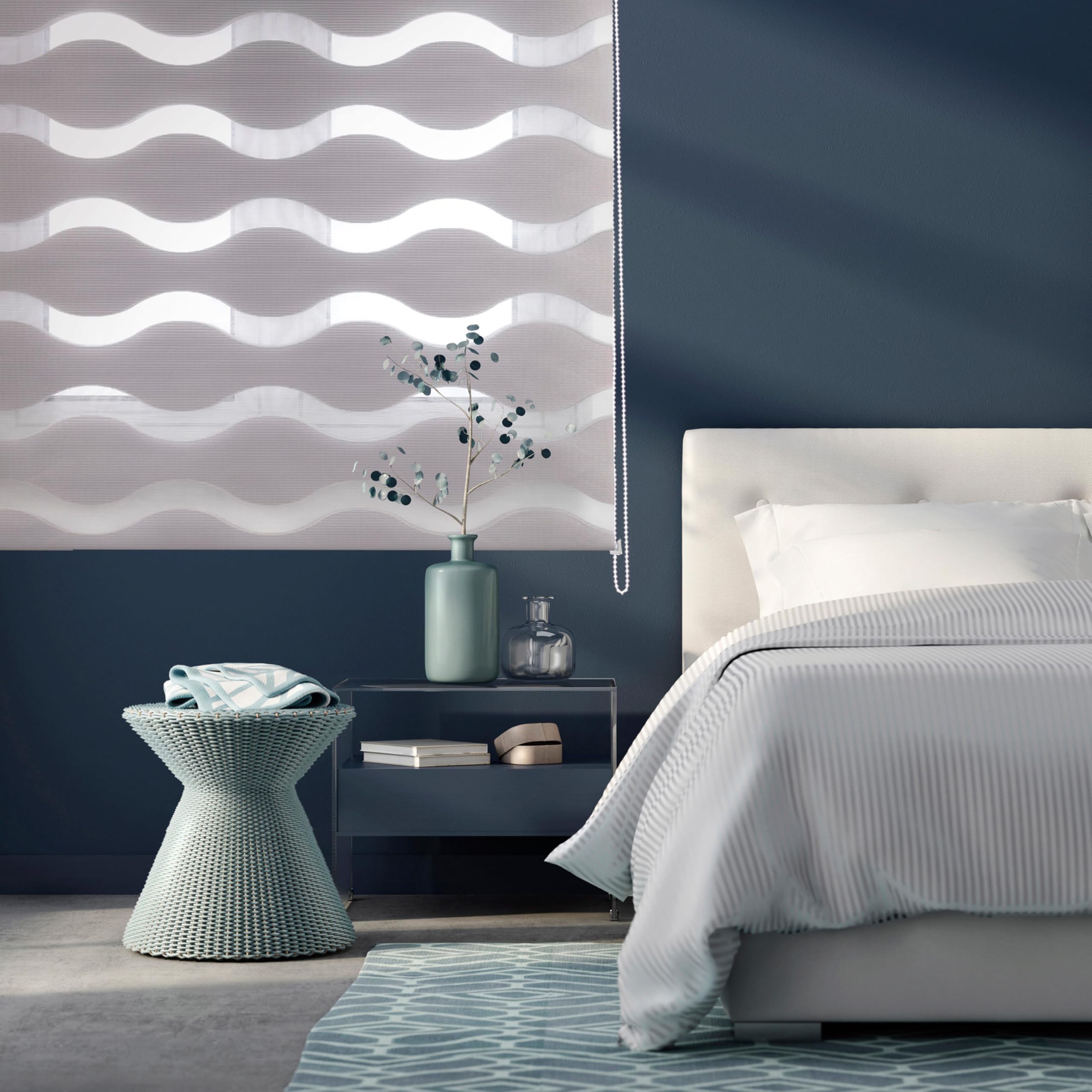 Blindecor Lira Ondas Rollo für Nacht und Tag, Silbergrau, 140 x 180 cm, Stoffbreite 137 x 175 cm