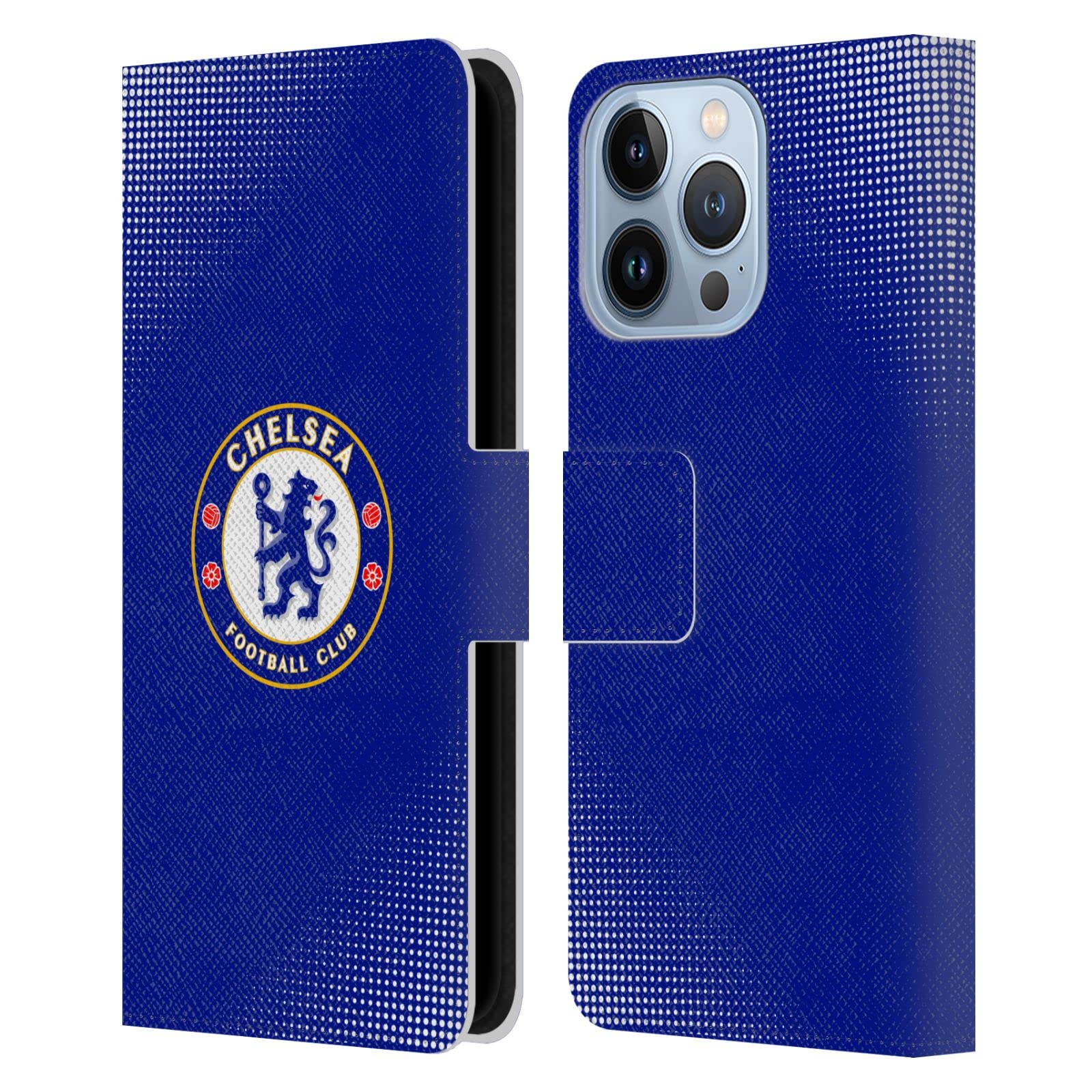 Head Case Designs Officially Licensed Chelsea Football Club Halftone Crest Leather Flip Case Compatible With Apple iPhone 13 Pro