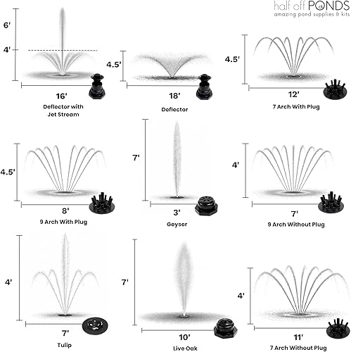 Miniatura 3 de HALF OFF PONDS Aqua Marine - Fuente flotante con flotador grande 3 boquillas de patrón de pulverización bomba de 3000 GPH con cable de 100 pies y 3