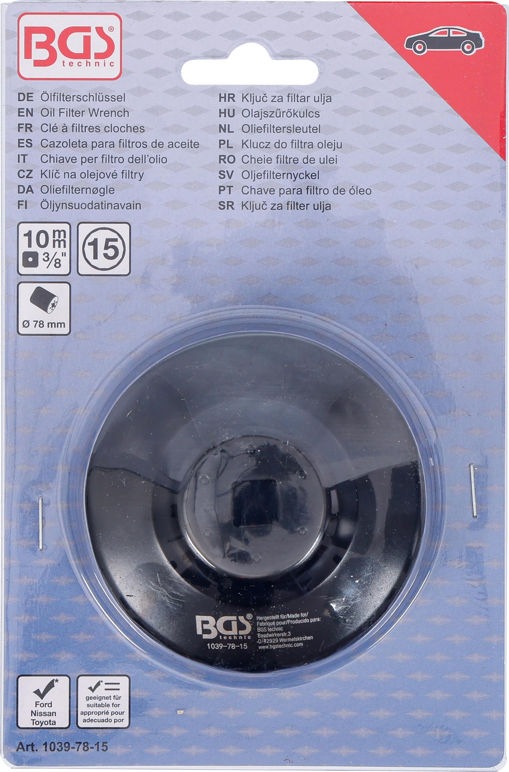 BGS 1039-78-15 | Ölfilterschlüssel | 15-kant | Ø 78 mm | für Ford, Nissan, Toyota - 4