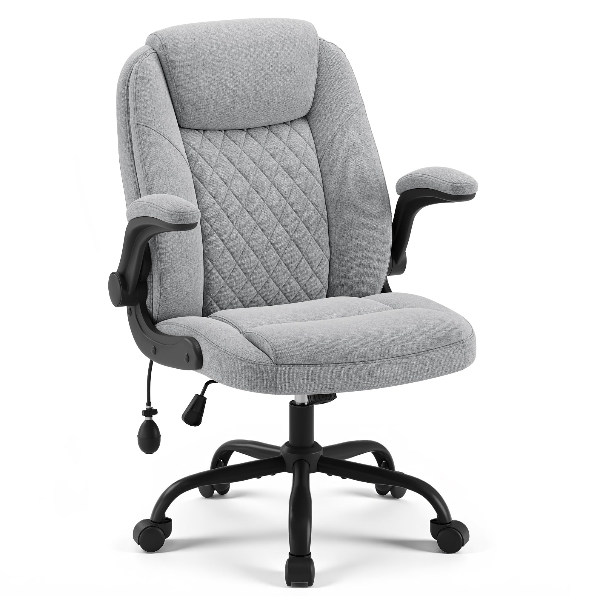 MALOL Bürostuhl Ergonomisch, Office Chair, Homeoffice Chefsessel Stuhl höhenverstellbar 105–125° Wippfunktion, Höhenverstellbarer Schreibtischstuhl mit Luft-Lendenstütze, bürostühle für Büro, Grau