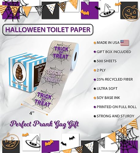 Miniatura 3 de Printed TP Halloween Trick or Treat - Papel higiénico impreso para regalo de broma, rollo de papel higiénico aterrador para sorpresa, broma,