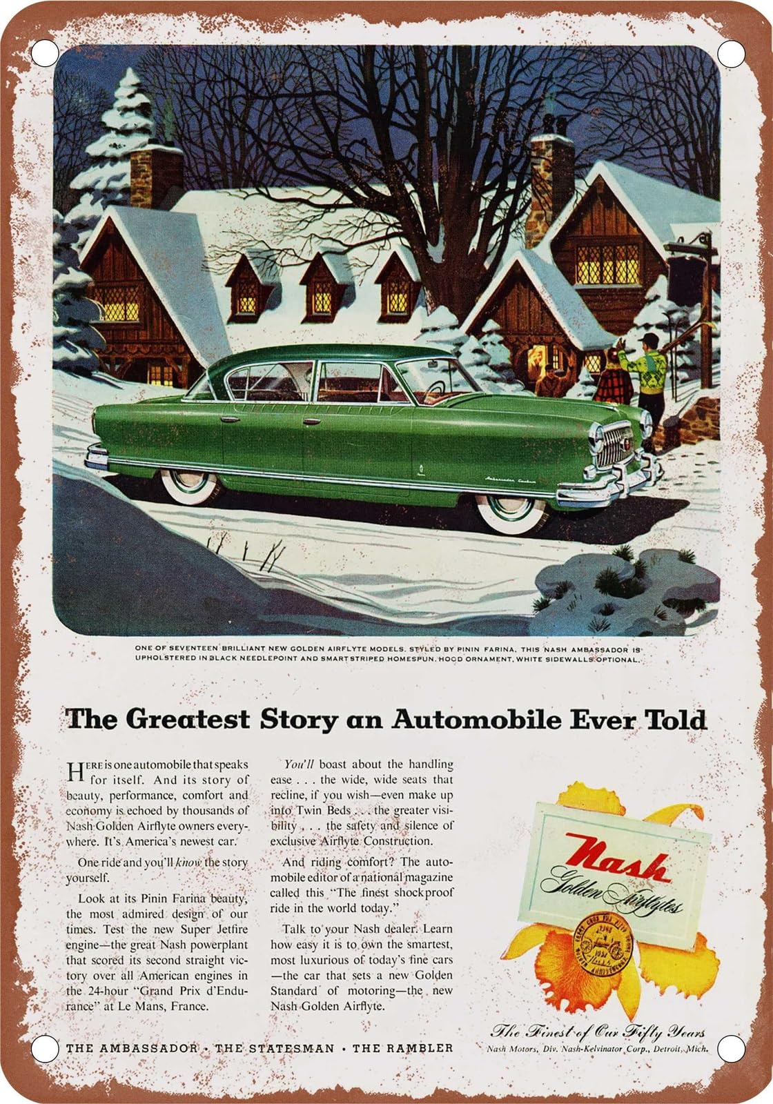 Miaomansenstore Metal Sign - 1952 Nash Vintage Ad 03 - Old Retro Rusty Look Home Decor