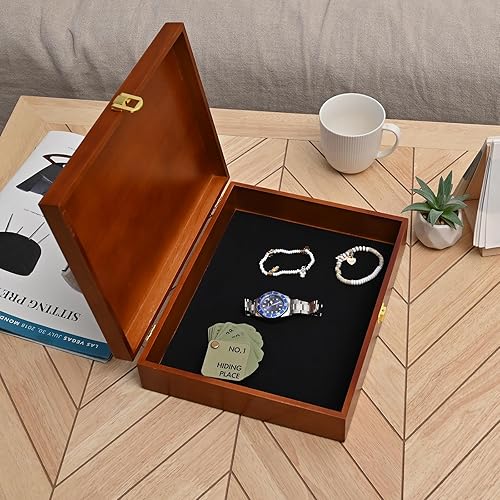 Miniatura 7 de Caja del tesoro de madera vintage con pestillo de latón, marrón