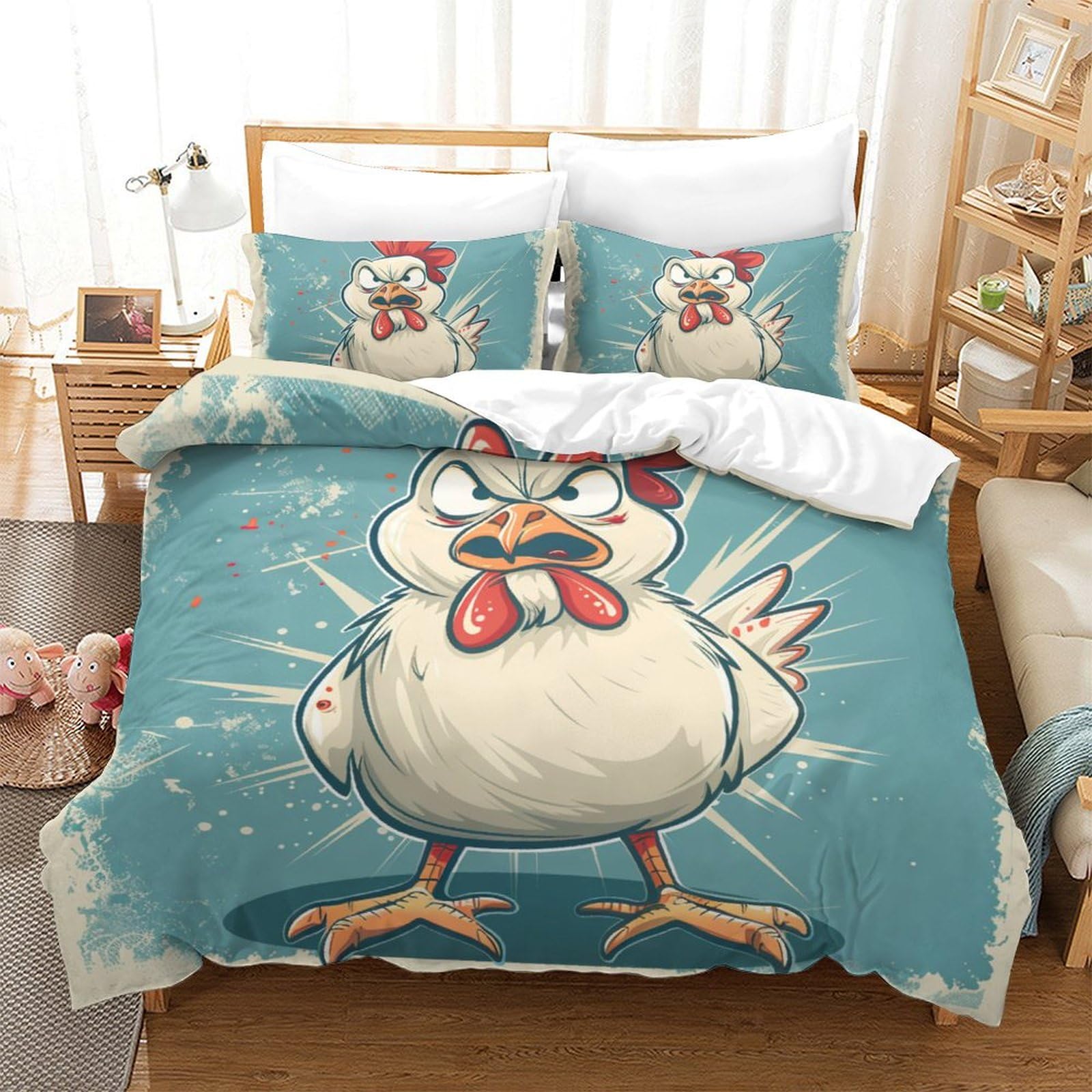 Housse de couette facile à laver sans repassage 200x200cm parure de lit double 3D