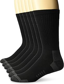 Amazon Essentials Men's 6-Pack Performance Cotton Cushioned Athletic Crew Socks