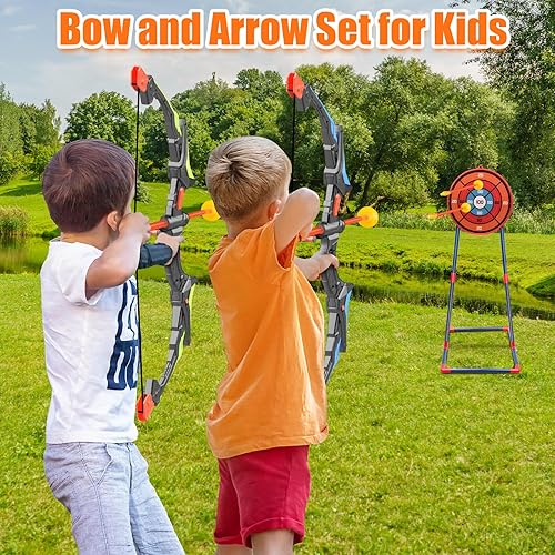 Miniatura 5 de Juego de arco y flecha para niños, juguetes de arco y flecha para niños de 5, 6, 7, 8, 9, 10, 11, 12, 13, 14 años, paquete de 2 unidades, juego de