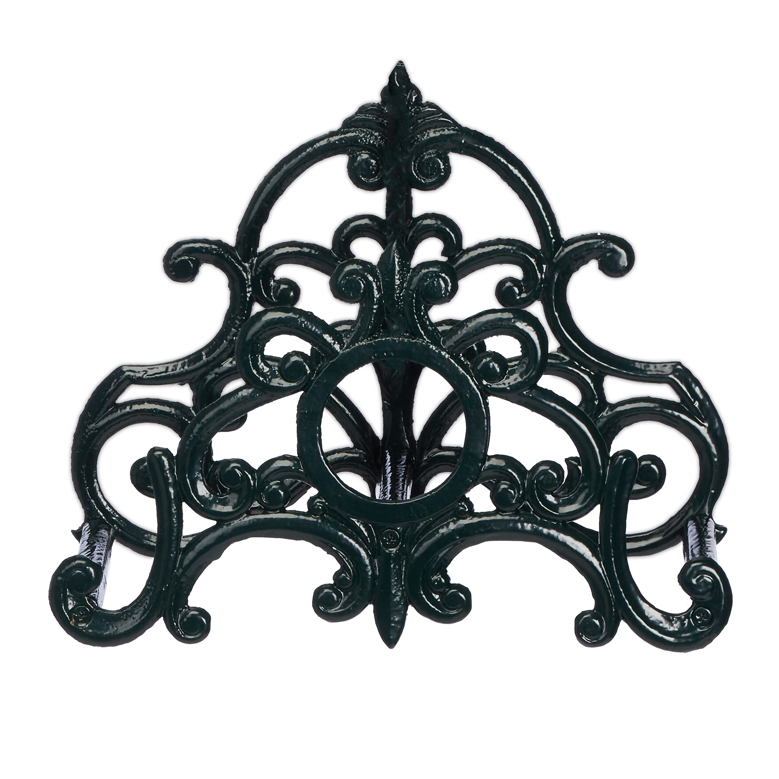 Relaxdays Soporte Manguera Pared, Cuelgamangueras Estilo Vintage, 24,5 x 31,5 x 15,5 cm, Hierro Fundido, Verde Oscuro