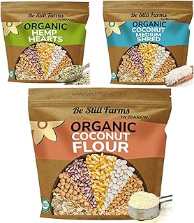 Organic Coconut Flour for Baking, Organic Hemp Seeds (4.8 lb) & Organic Unsweetened Shredded Coconut (2.8 lb) by Be Still ...