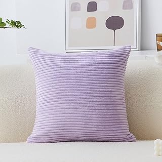 Home Brilliant Lavender Throw Pillows Cover Solid Supersoft Corduroy Handmade Decorative Velvet Pillow Cover for Bed, 18x1...