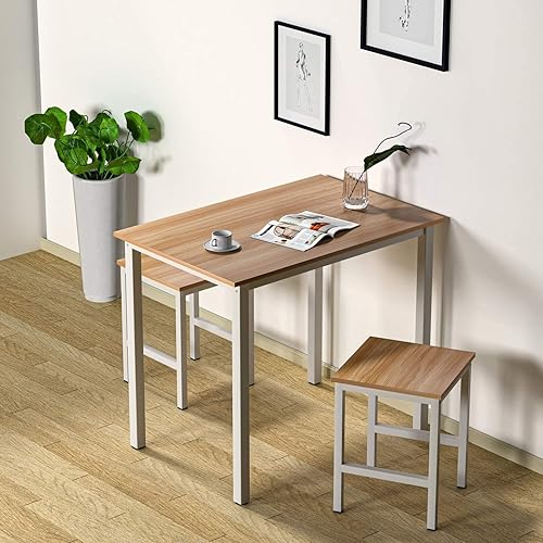 Miniatura 10 de DKLGG Juego de mesa de comedor para 4, mesa de cocina moderna y sillas para 4 tapas de madera y patas de metal ajustables, juego de mesa de comedor
