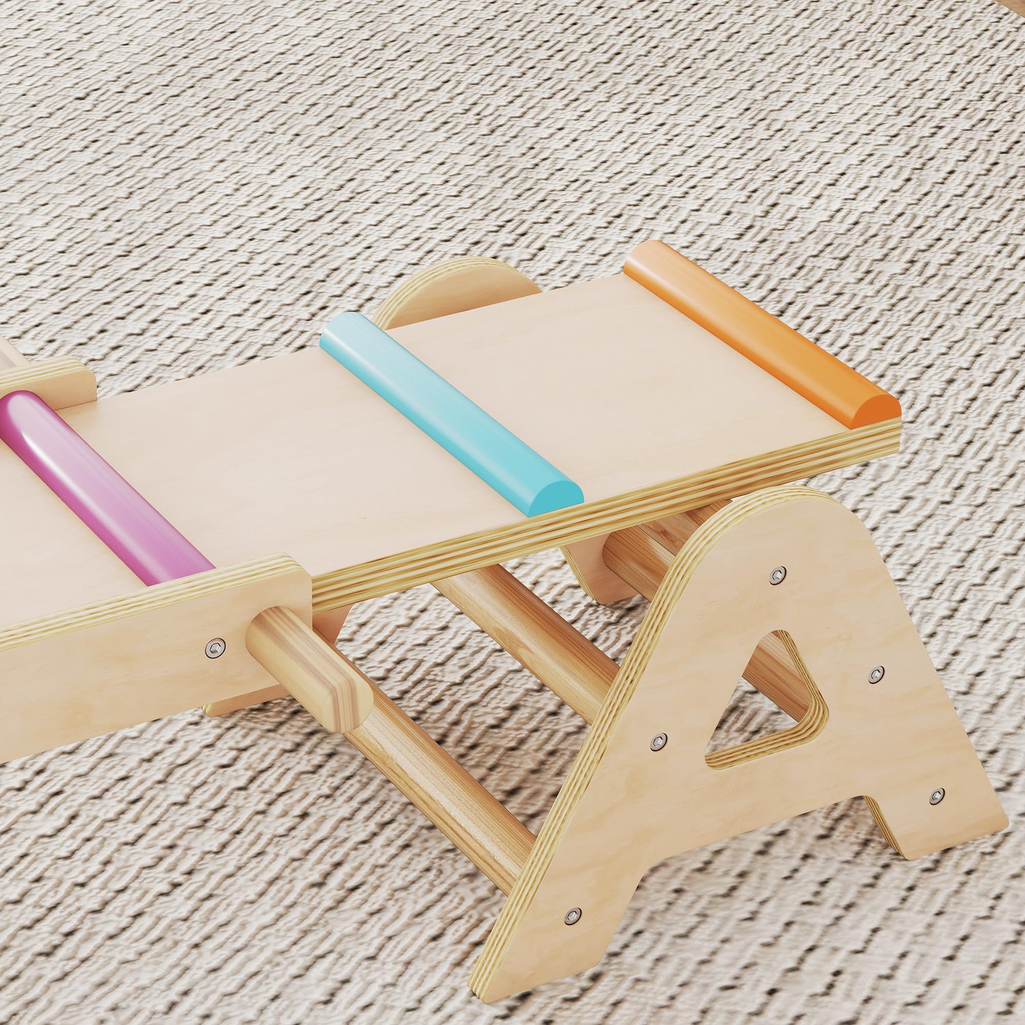 AIYAPLAY Balance Wippe Kinder, Schwebebalken aus Holz, Equilibrium Spielgeräte 133 x 38 x 24 cm