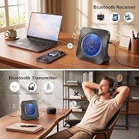 Player CD portabil Gueray cu Bluetooth, difuzor încorporat, telecomandă, radio FM, USB, card, AUX 3.5 mm, alarmă, negru 3