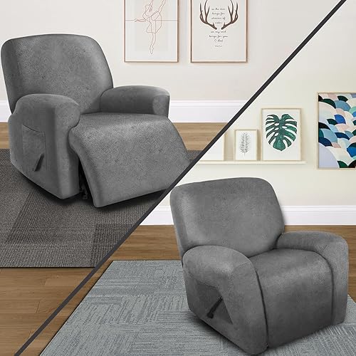 Fundas para sillas reclinables con aspecto de cuero, gruesas 4 piezas, fundas de cuero para silla reclinable, fundas de cuero para sillas