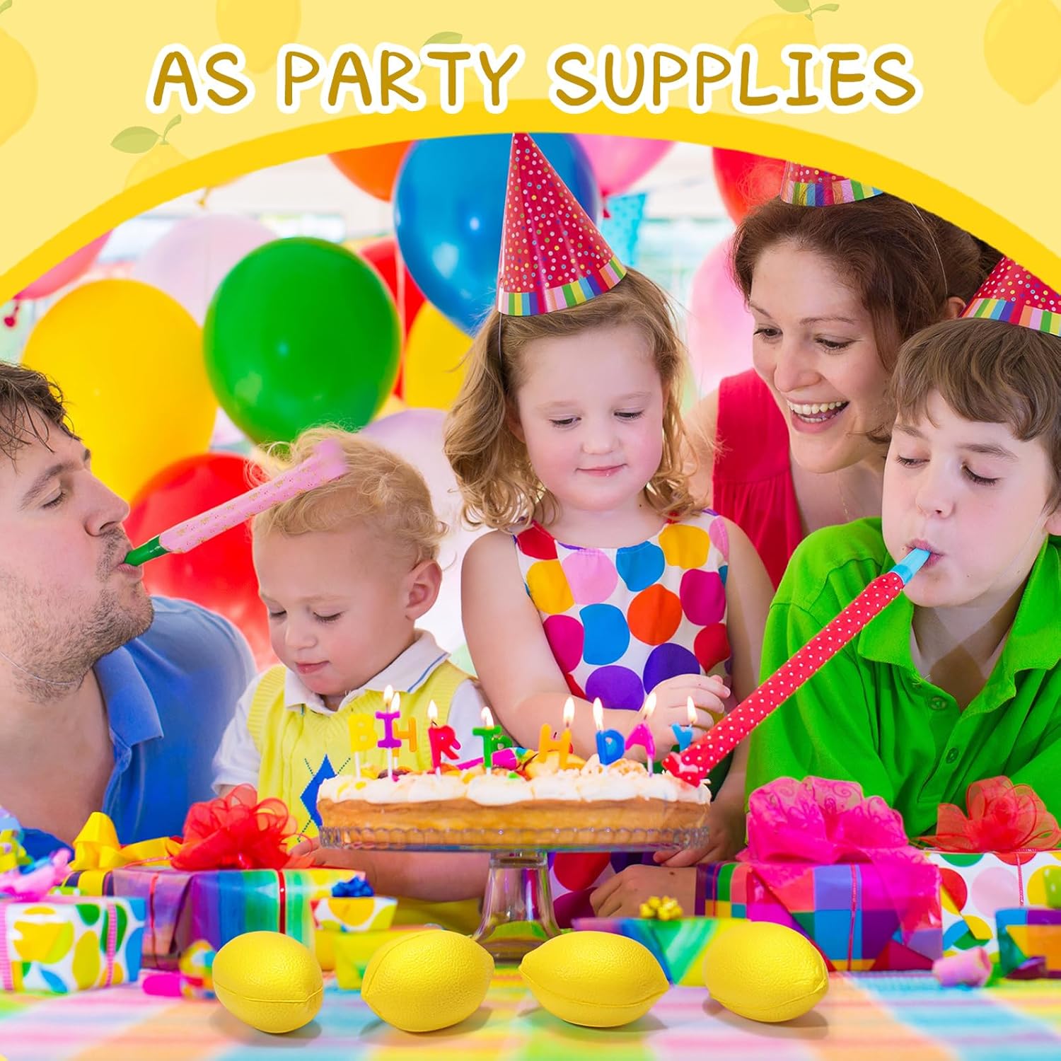 Jerify 50 Pcs Lemon Stress Balls Lemon Party Favors Small Balls Fake Artificial PU Foam Toys for Party Themed Gifts School Home Carnival