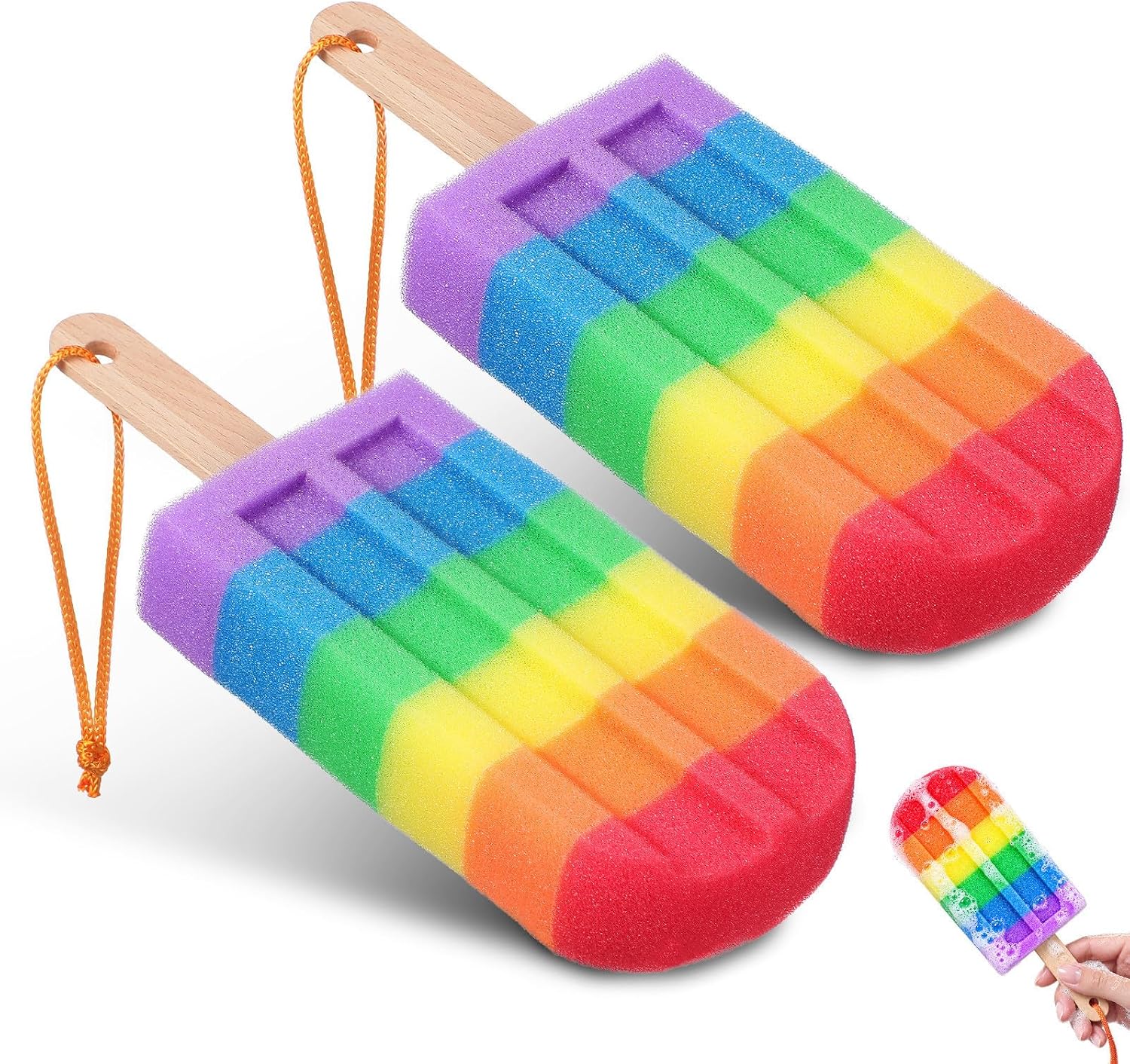 2Pcs Ice Cream Shape Bath Sponges, Exfoliating Body for Women