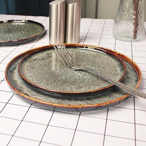 Miniatura 4 de jinsongdafa Juego de 4 platos llanos de porcelana para aperitivos, platos principales para carne, pan, risotto, pasta, ensalada, aptos para