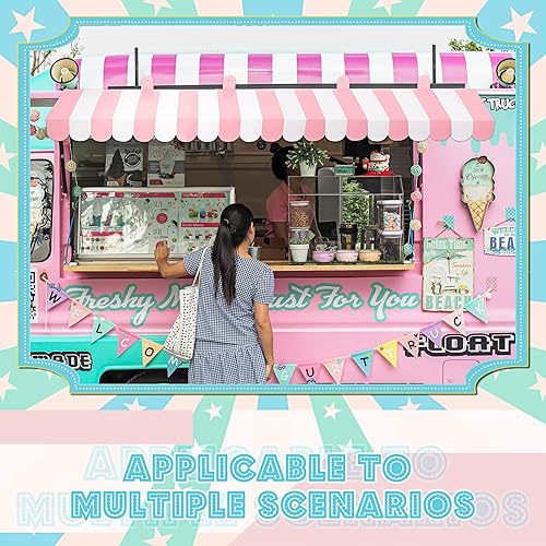 Miniatura 83 de Boao Paquete de 4 toldos de circo para decoración de toldo de cartón con rayas 3D, decoración de pared de carnaval, recuerdos de fiesta de circo