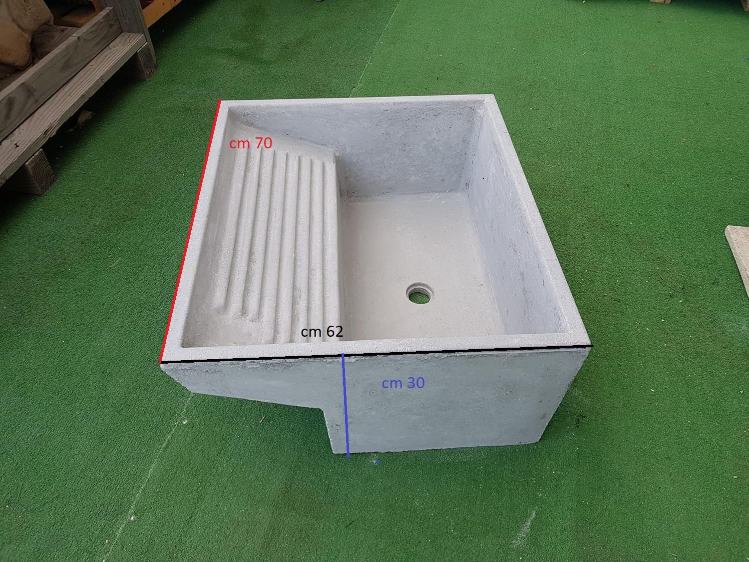 Évier avec lavabo-pilozzo pour buanderie en béton gris 70 x 62 x 30 cm (H)