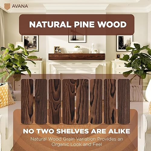 Miniatura 3 de Avana Rusticfireplace Mantel - Manteles montados para chimenea - Estante de chimenea de granja de 60 pulgadas - Repisas de chimenea de madera hechos