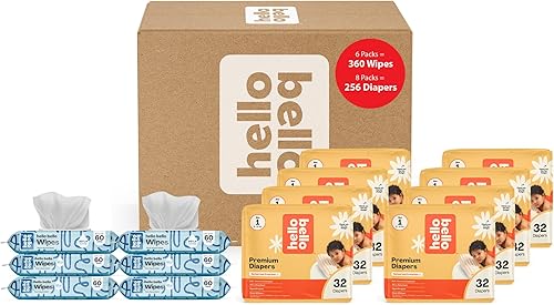 Miniatura 9 de Hello Bello Mega Surprise Pack, Talla 2 (10-16 libras), 240 pañales hipoalergénicos surtidos con una sensación suave y similar a la tela, más 360