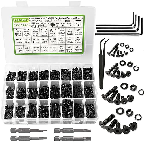 Miniatura 34 de Juego de tornillos y tuercas de cabeza de botón hexagonal de 24 tamaños M2 M3 M4 M5 de 0.31 a 0.99 pulgadas, kit de tuercas y tornillos de acero