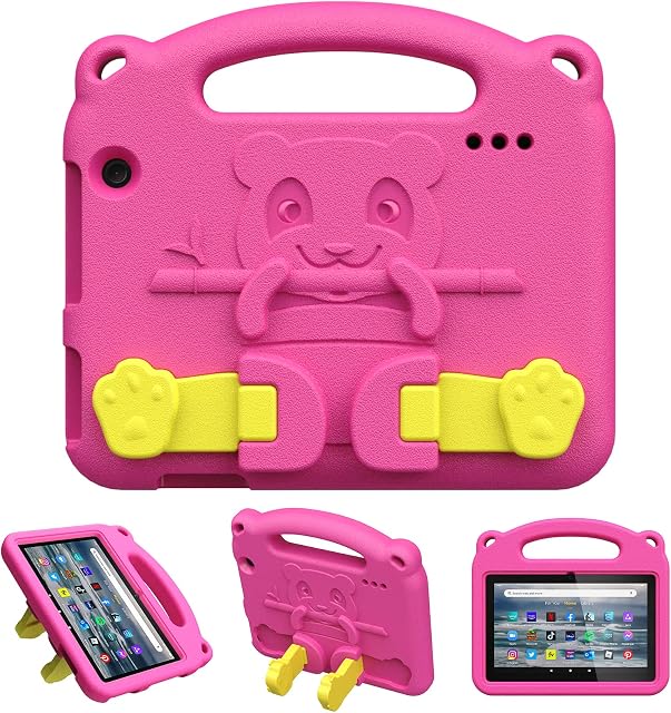 TiMOVO Fire 7 Tablet Case for Kids, Only Compatible with All-New Kindle Fire 7 Tablet (7", 12th Generation, 2022 Release), Full Protective Cover with Handgrip & Stand, Shockproof EVA Foam, Magenta