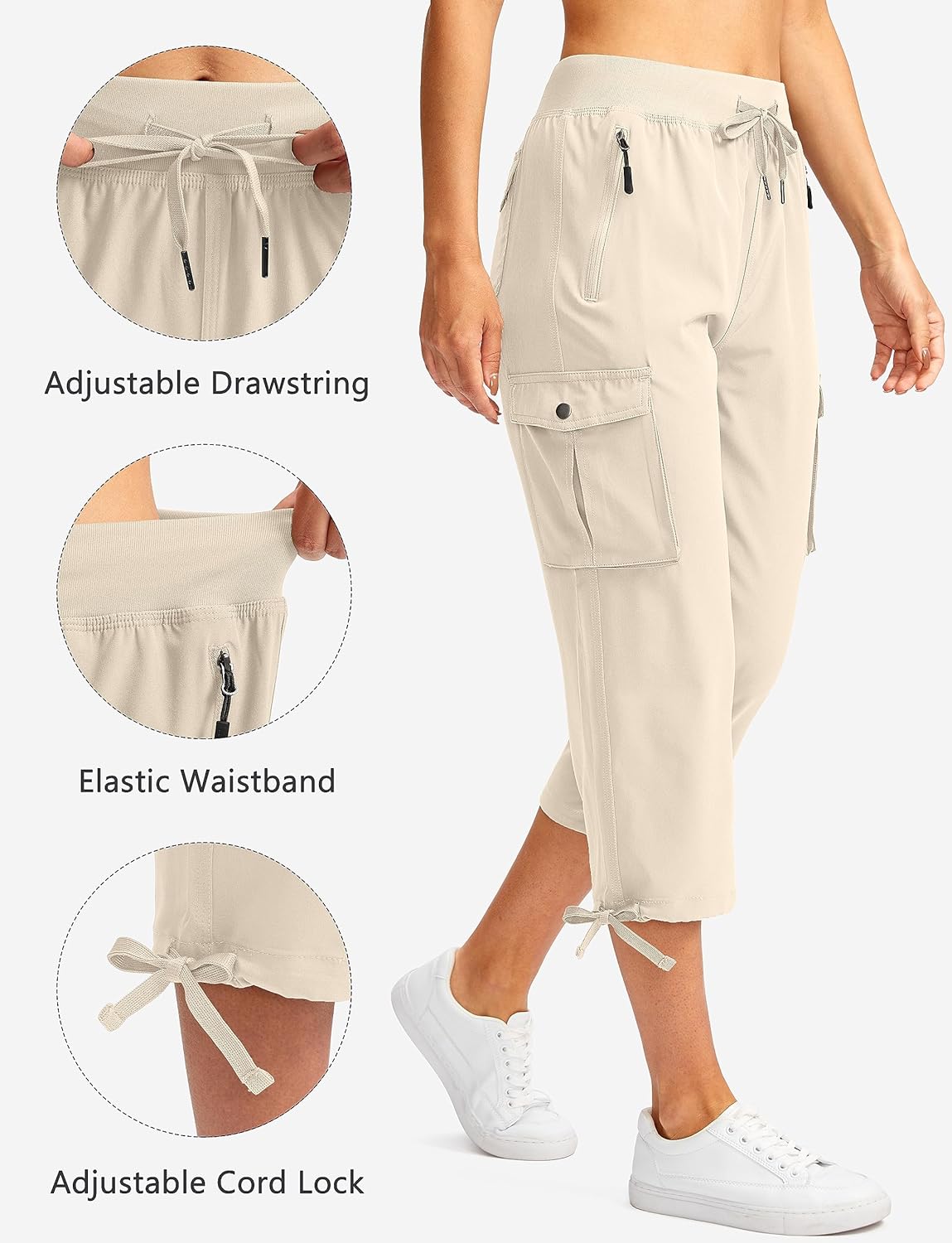 Soothfeel Women's Cargo Capris Pants with 6 Pockets Lightweight Quick Dry Travel Hiking Summer Pants for Women Casual - Image 3