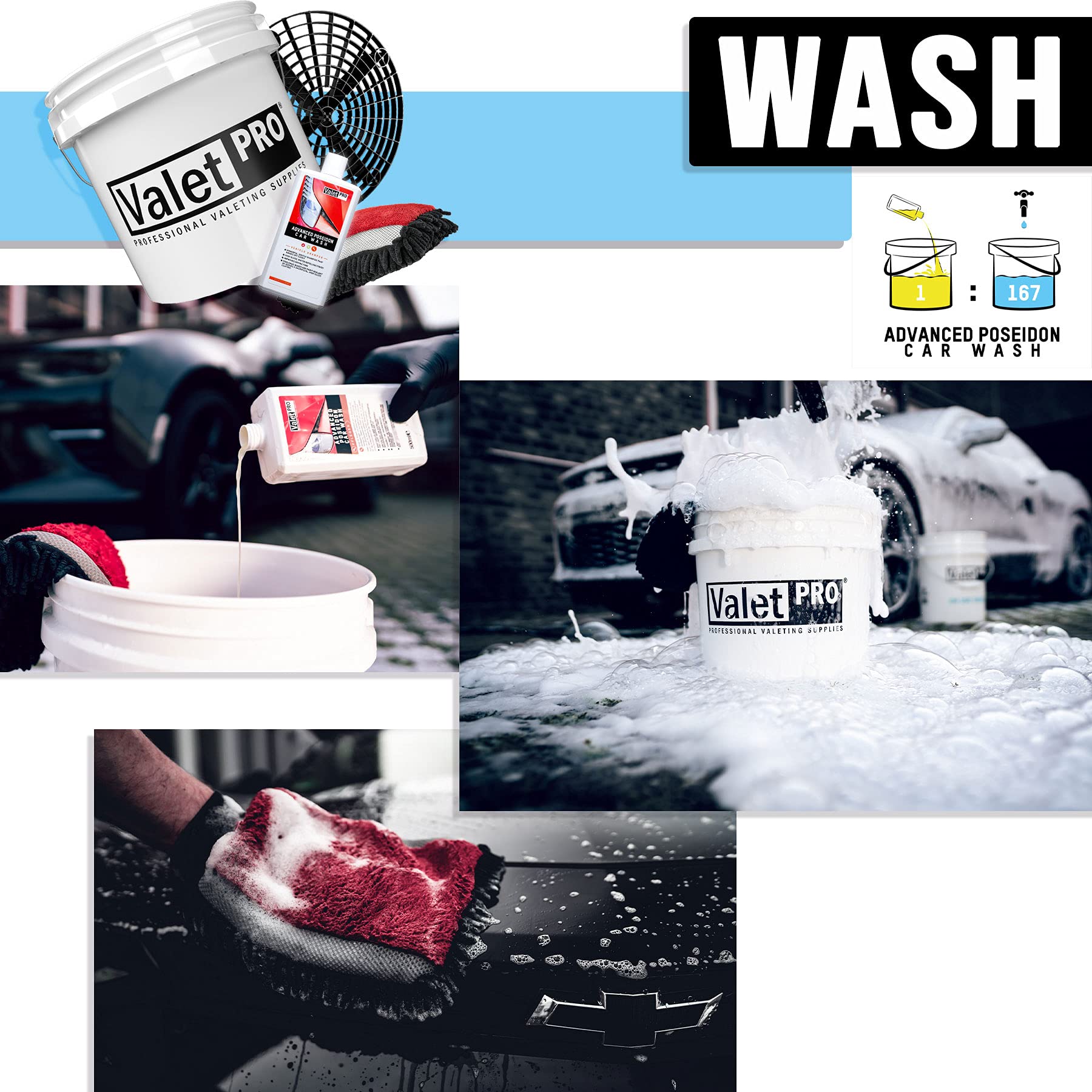 detailmate Auto Handwäsche Set mit ValetPRO für Vorwäsche, Felgen, Hauptwäsche, Innenreinigung, Glasreinigung, Trocknen darunter pH neutral Snow Foam, Dragons Breath Felgenreiniger, Premium Zubehör