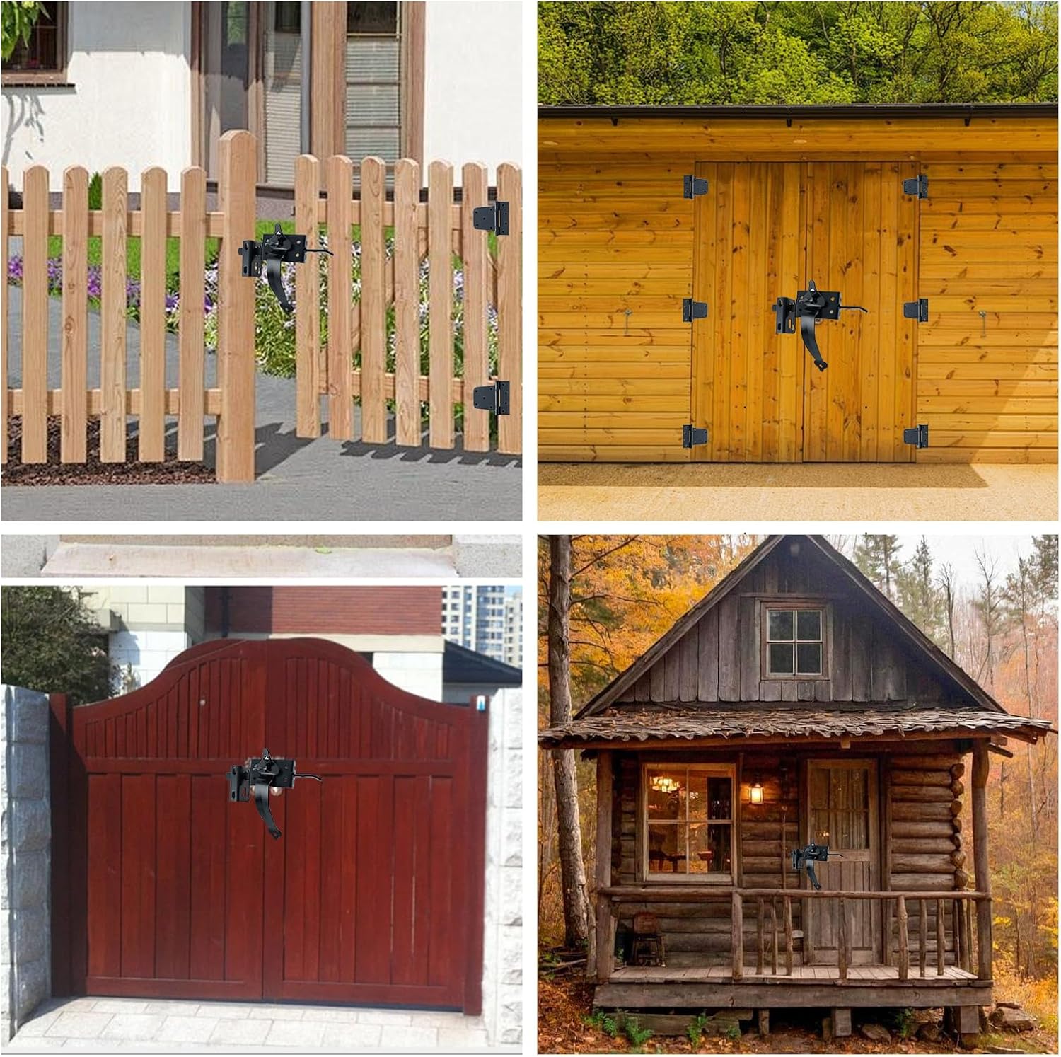 WellMade Heavy Duty Self-Locking Gate Latch Kit for Wooden/Vinyl Fence - 3.5" Spring Gate Hinge, 9" Handle & Thumb Latch, Automatic Locking,Outdoor Gate Hardware