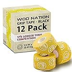 WOD Nation Weightlifting Hook Grip Athletic Tape - Sweat-Proof Grip Tape for Powerlifting - Versatile Weightlifting Accessories - Pack of 12 x 23 ft Rolls, Yellow