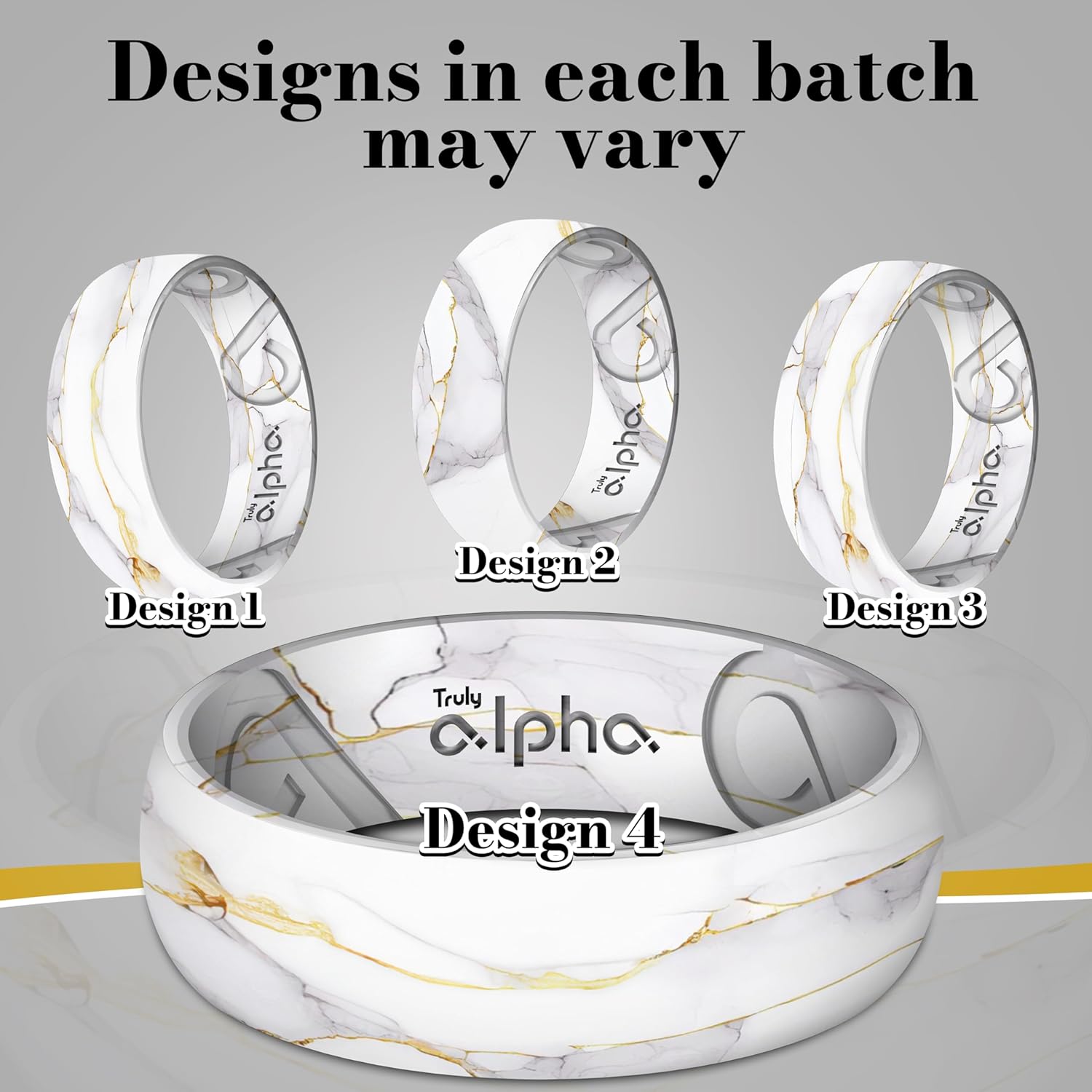 Truly Alpha Breathable Air Grooves Silicone Ring - 8mm, Printed Design Wedding Band | Rubber Ring for Men - Image 5