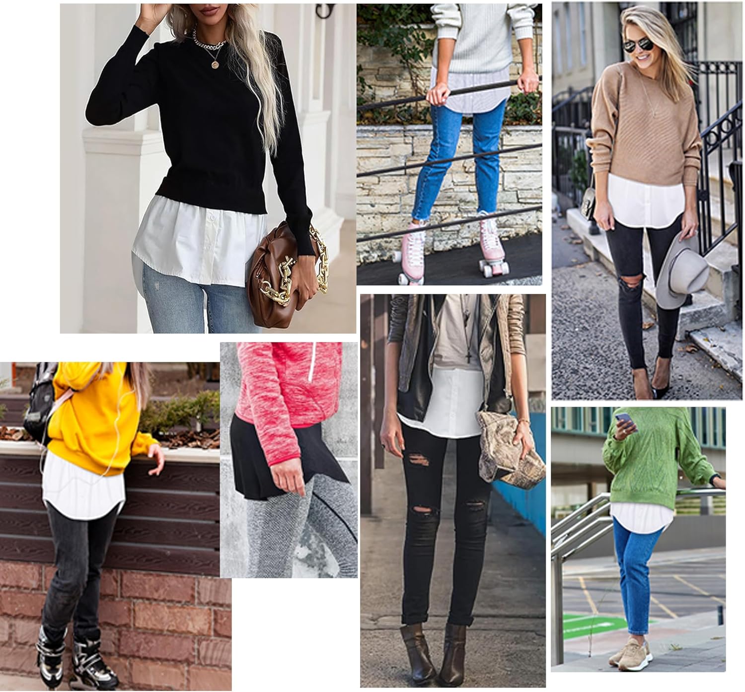 Girstunm Women's Shirt Extender Mini Adjustable Underskirt Removable Layered Sweep Shirt with Buttons - Image 4