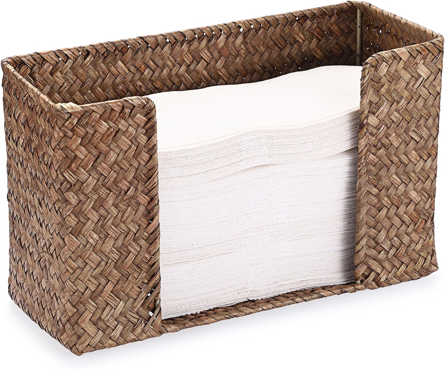 Sumnacon Folded Paper Towel Holder Wicker Countertop Paper Towels Dispenser for Bathroom Toilet Kitchen Restaurant, Farmhouse Woven Napkin Holder Organizer for Multifold C-Fold, Trifold Hand Towels