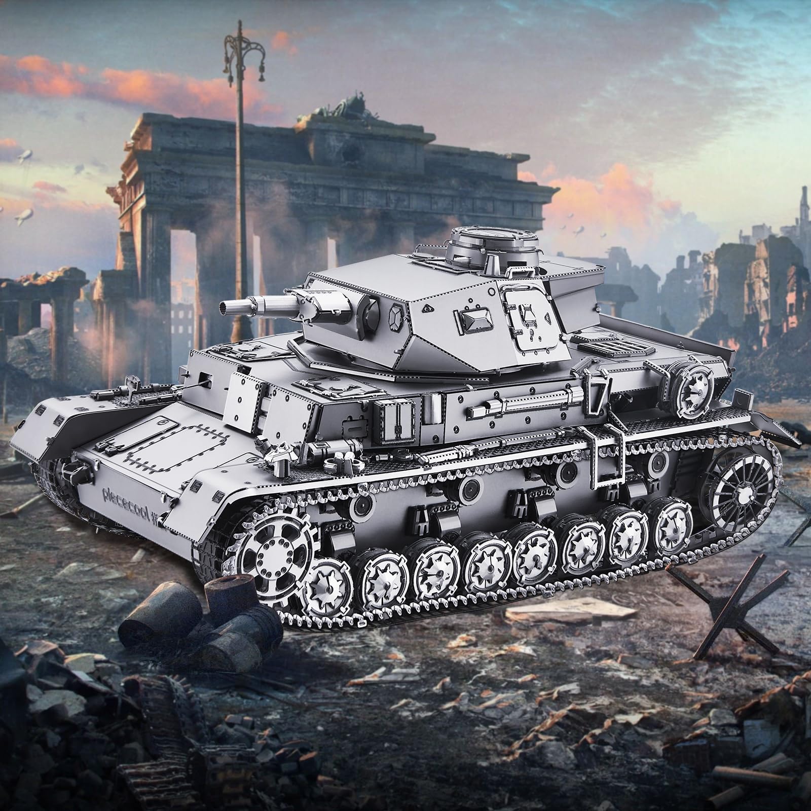 piececool 3D Puzzle Metall Panzerkampfwagen 1:48 Panzer IV Panzer D, 3D Metall Puzzle Militärmodell für Edelstahl, 100% Wiederherstellen, Geburtstagsgeschenk, Modellbausatz Erwachsene, 519 Teile