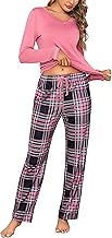Litherday Women's Pajama Set Long Sleeve Pjs Cotton Printed Loungewear Soft Nightwear Sleepwear Lightweight Trousers and Shirt Casual Elasticated Waistband Sleepwear
