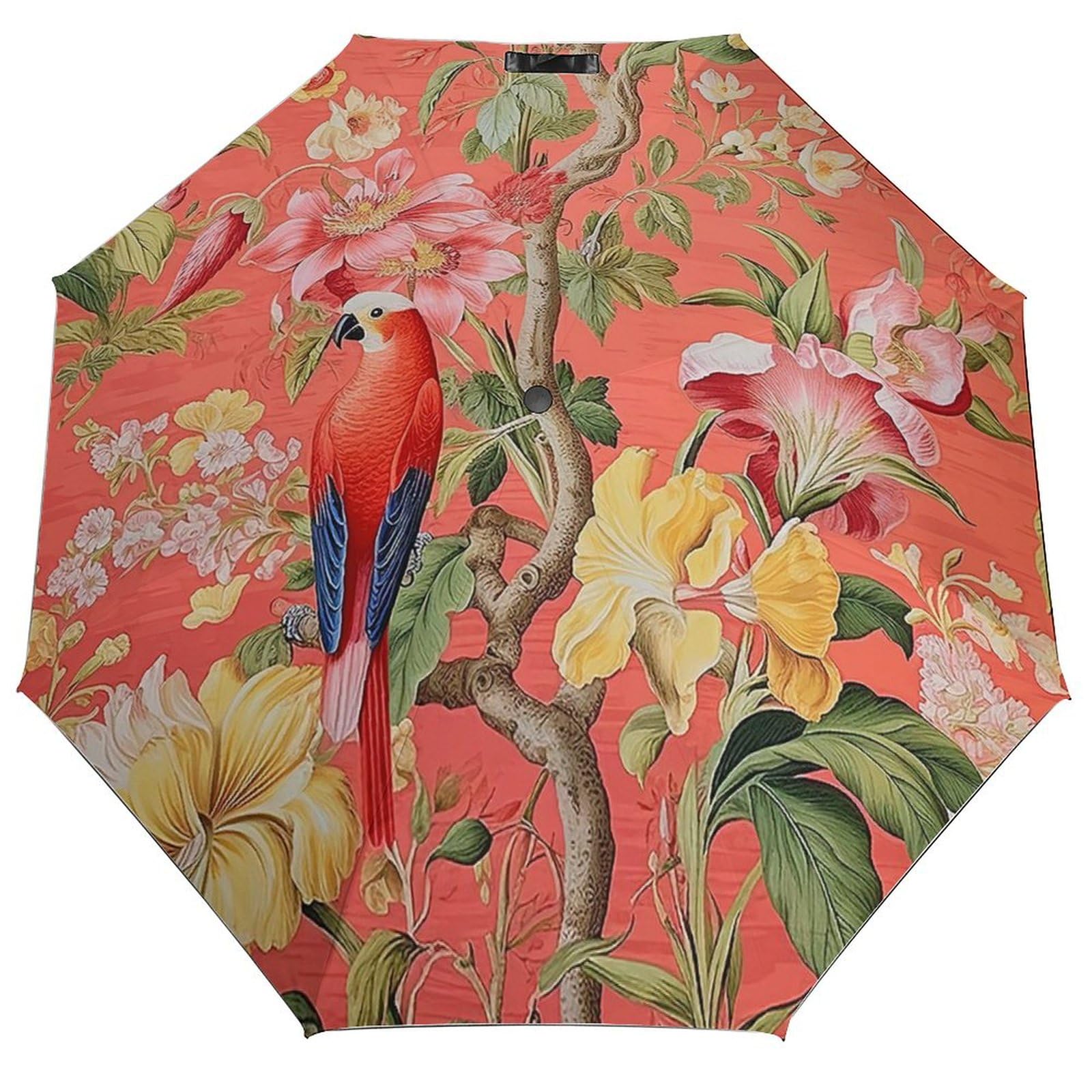 UFunhome Umbrellas Manor Blush Chinoiserie Bird Umbrellas for Rain Compact Hydrangea Peacock in Coral Umbrella Manual Windproof Easily Collapsible Compact Umbrella For Men Women Teenage