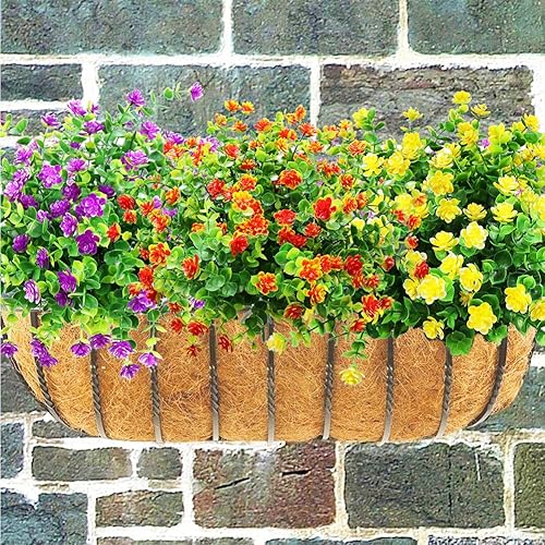 Miniatura 9 de YOSICHY Flores artificiales para exteriores, plantas falsas resistentes a los rayos UV, arbustos verdes de plástico sintético para colgar en el