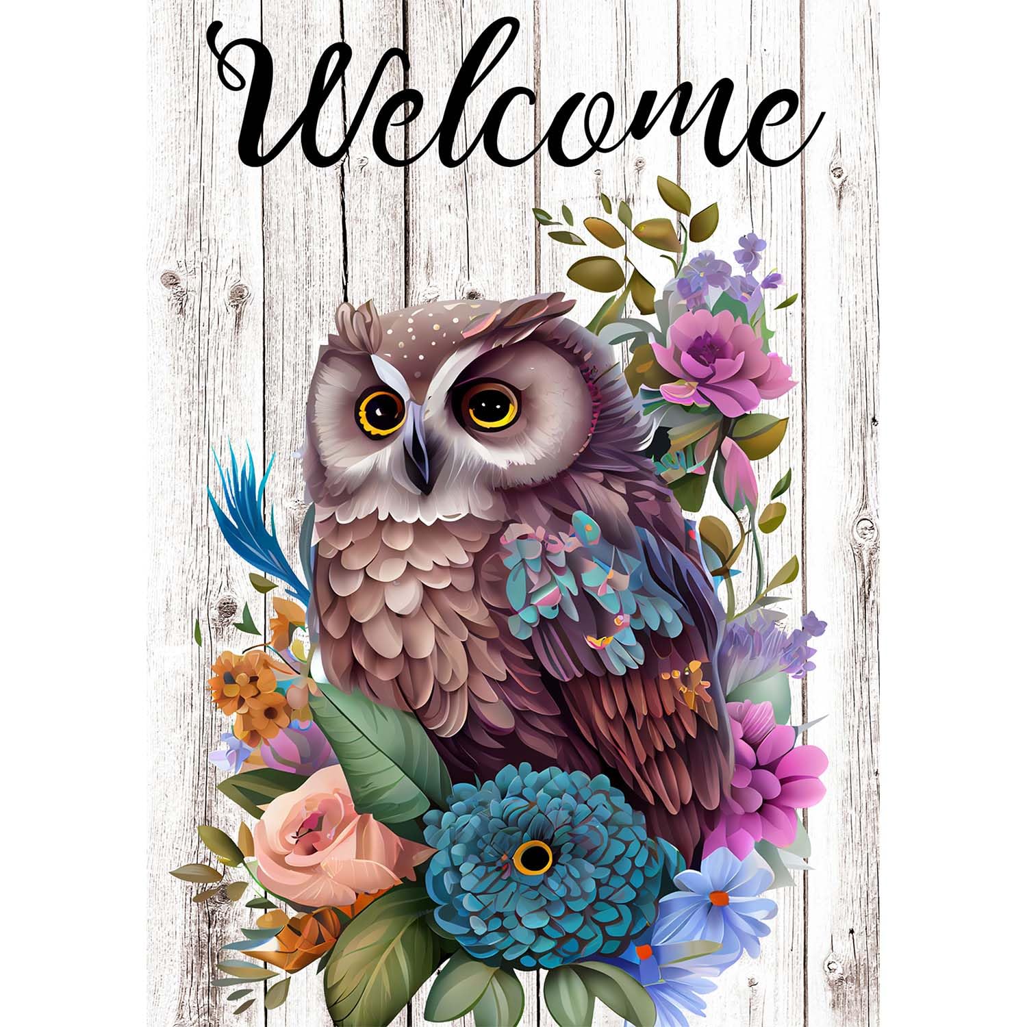 HOIYLDS Diamond Painting Kits for Adults - Owl Diamond Art Kits for Adults Beginner, Welcome DIY Full Drill Diamond Dots Paintings with Diamonds 5D Gem Art and Crafts Home Wall Decor 12x16inch