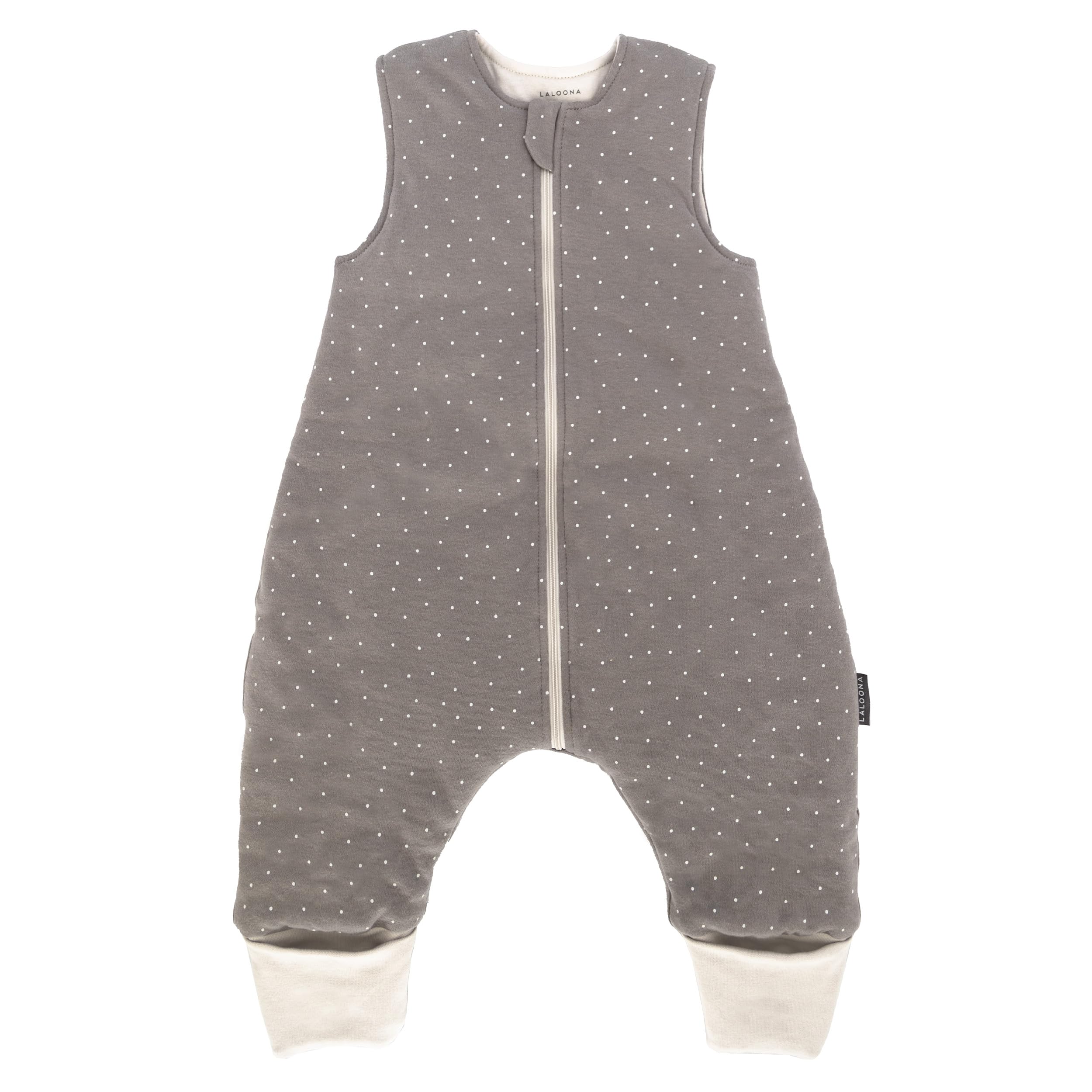 laloona schlafsack Baby mit Beinen - Grau Gepunktet - 70 cm | Atmungsaktiver Babyschlafsack mit 2.5 TOG aus Baumwolle, OEKO-TEX Standard 100 zertifiziert Größe:54 cm Camping in Waabs | Category:E Bike_Damen