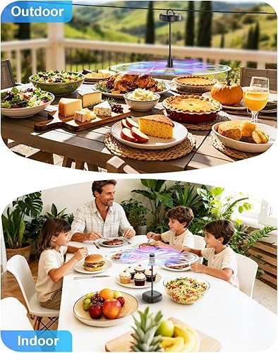 Miniatura 7 de Paquete de 4 ventiladores de mesa de alimentos, ventilador de alimentos recargable alimentado por USB de 2000 mAh, ventilador portátil con cuello de