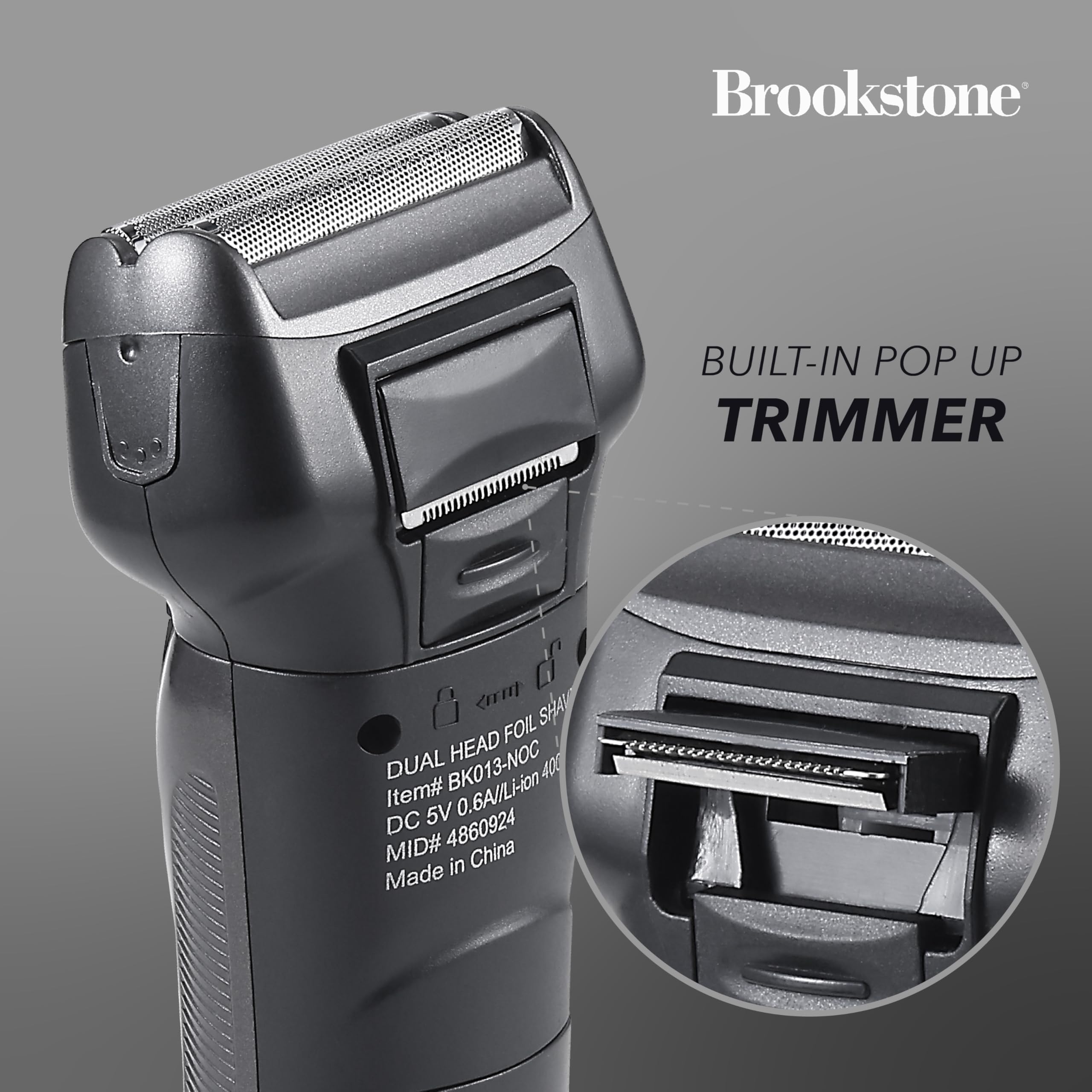 Brookstone - Electric Razor for Men, Foil Shaver, Precision Foil Blades, Comfortable Close Shave, Professional Quality (Black)